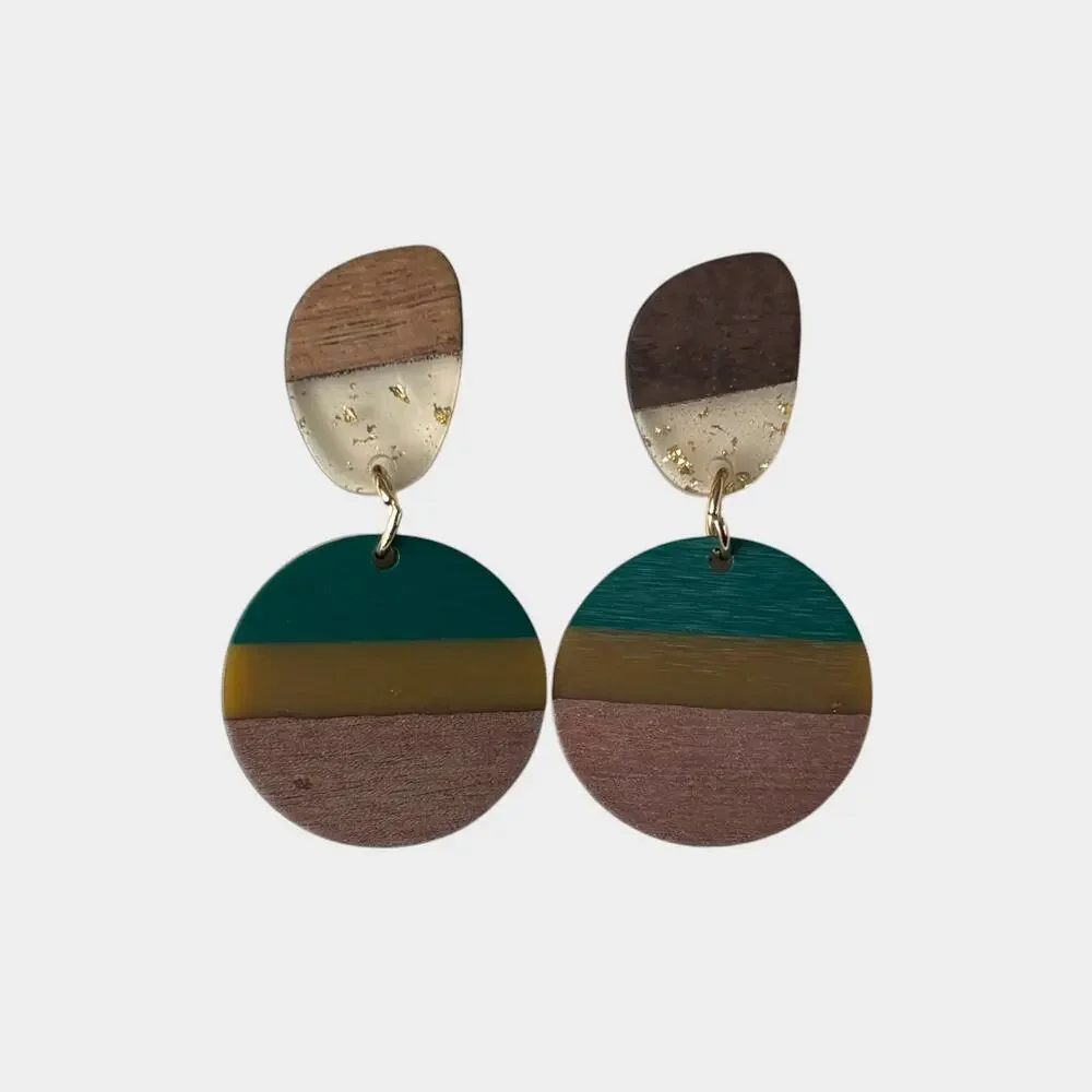 Earth Tone Geometric Drop Earrings